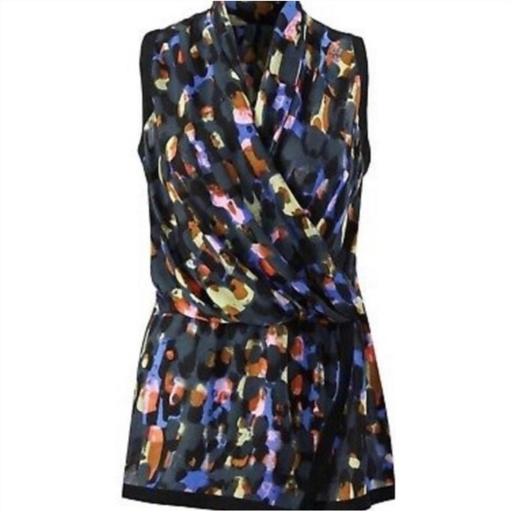 CAbi Flaunt Wrap Sleeveless Blouse Multicolor Size M